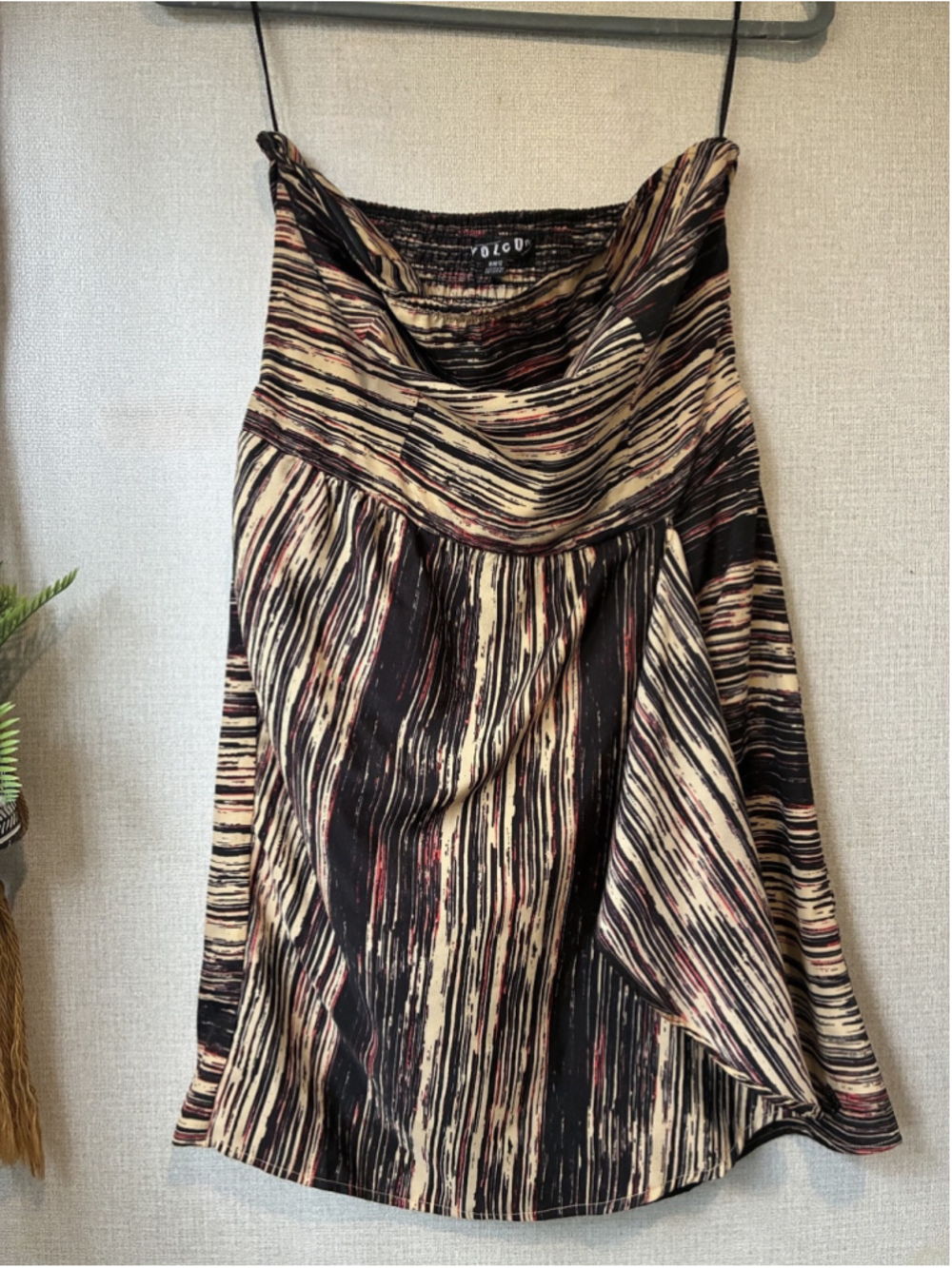 Volcom Womens Strapless Mini Dress Black Stripped Cocktail Size M - Picture 1 of 5